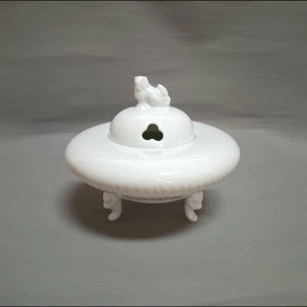 有田焼　香炉　白磁　お香　インテリア　置物　伊作窯　未使用品　獅子　三足　骨董