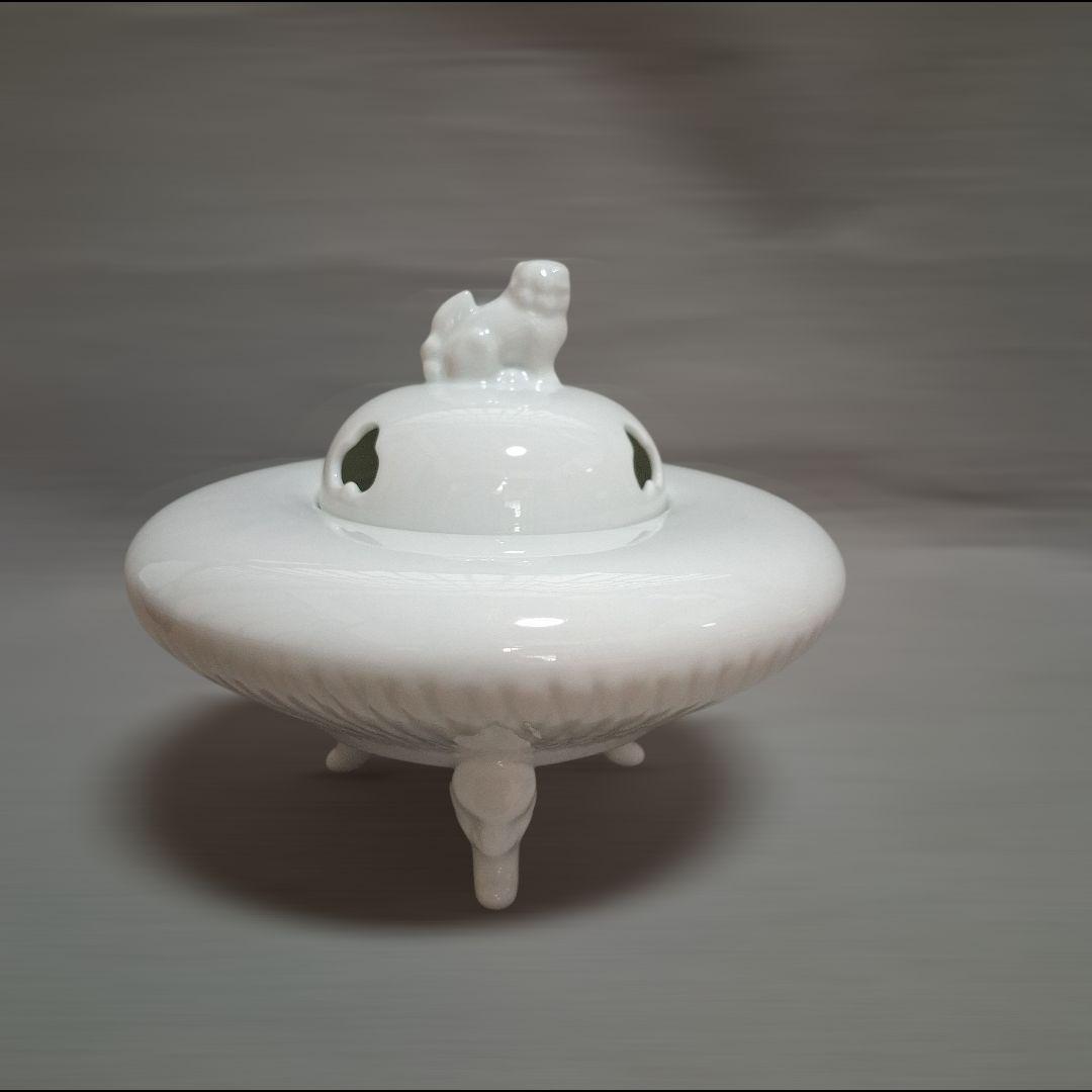 有田焼　香炉　白磁　お香　インテリア　置物　伊作窯　未使用品　獅子　三足　骨董