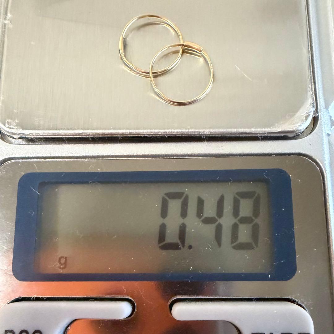 【未使用品】K18YG フープピアス、刻印あり