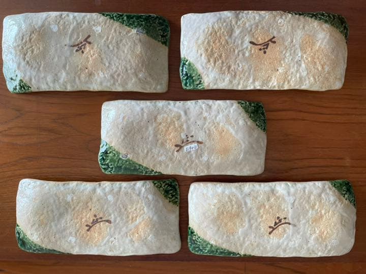 ばら売り応相談　織部　角皿　焼き物皿　作家もの　刺身皿　魚皿