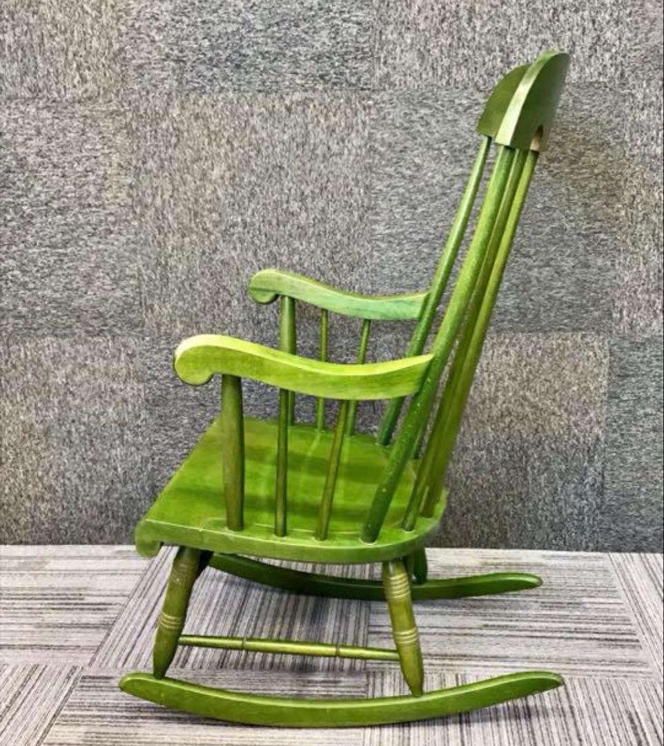 【Vintage】飛騨産業 キツツキマーク ロッキングチェア グリーン 送料込み