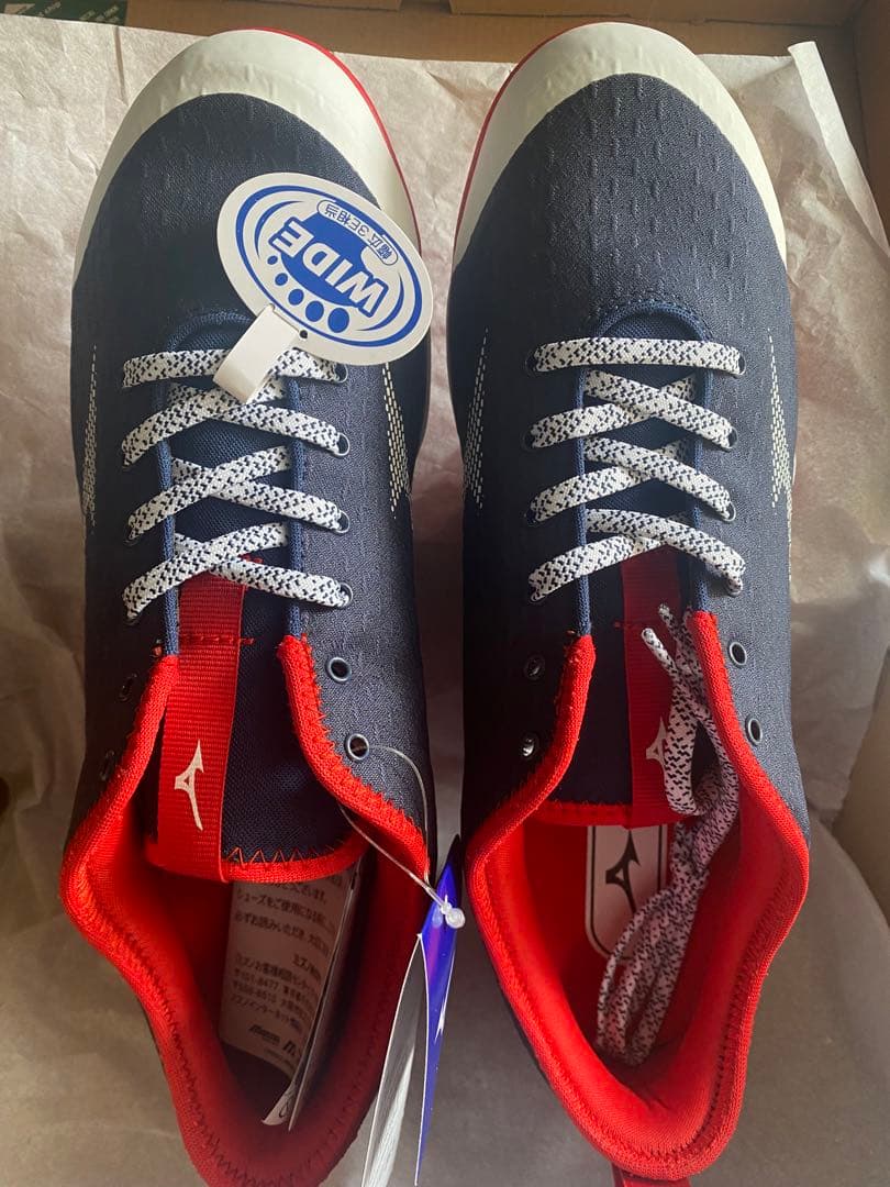 Mizuno スパイクシューズ ワイド ネイビー/レッド