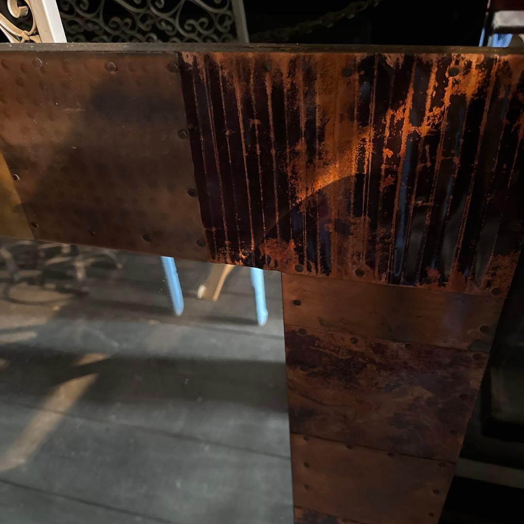 トルコ銅張りミラー 銅飾り鏡Ｌ