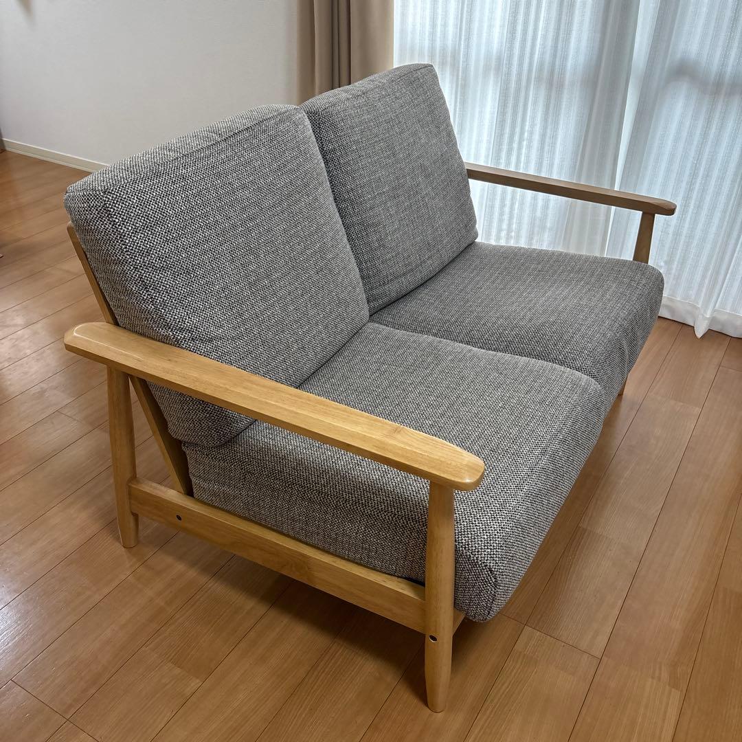 ニトリ ソファ 2人掛け 布張り 木製フレーム d4042