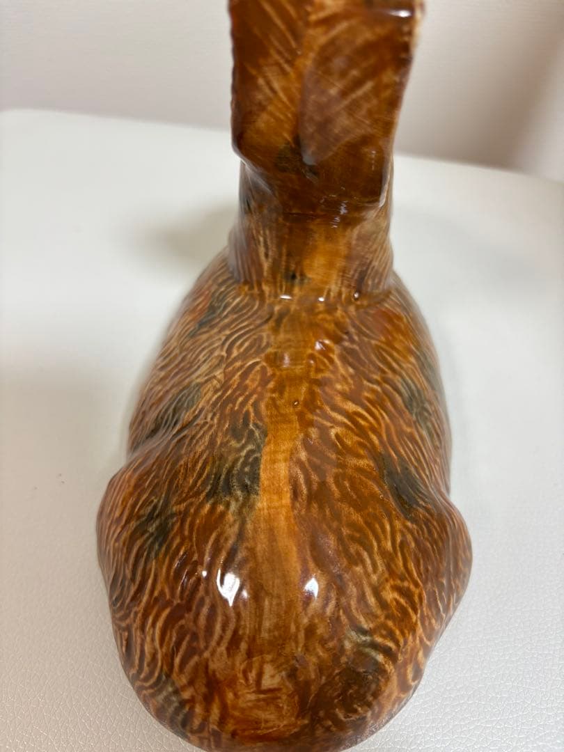 フランス陶器☆うさぎ型テリーヌポット コーガン作 マジョリカ焼き