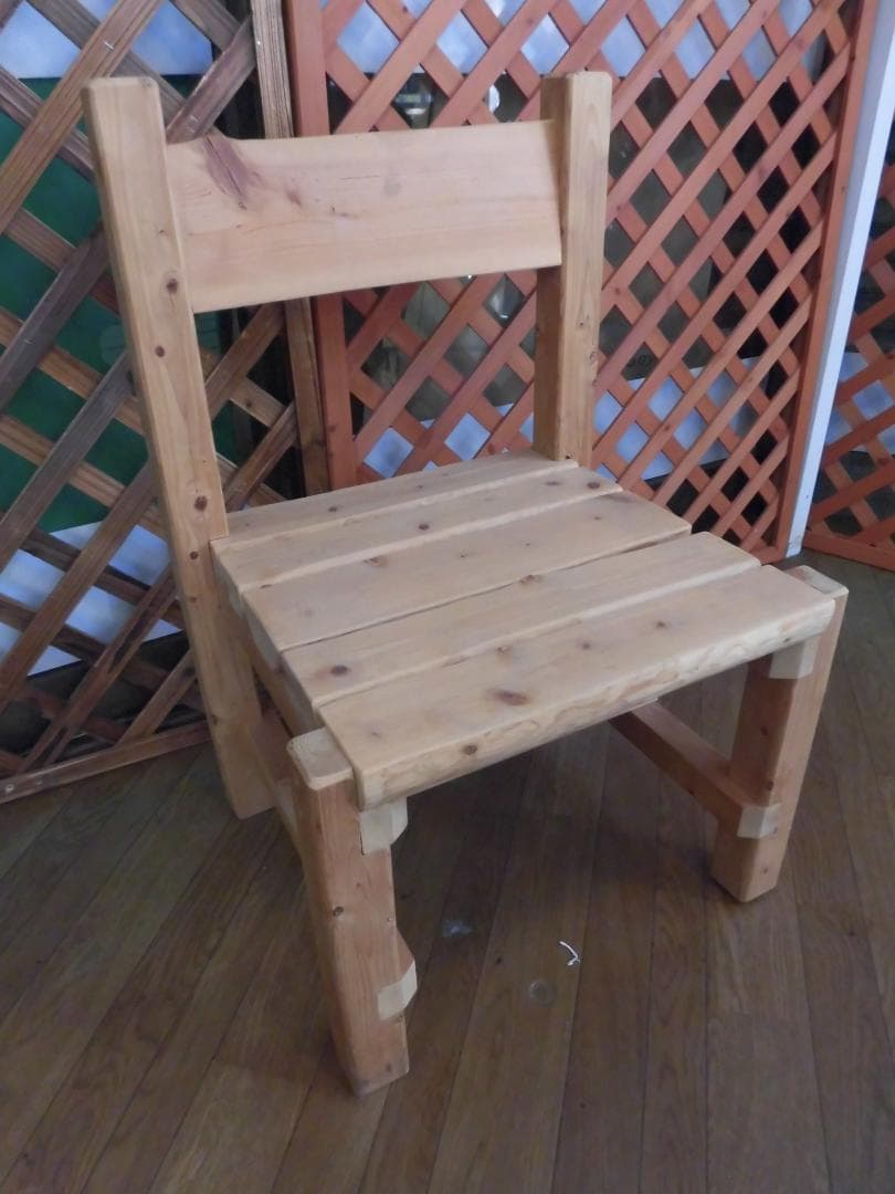 天然木無垢材ログチェア　野趣味あふれるログハウス風パーソナルチェア　ログハウス風