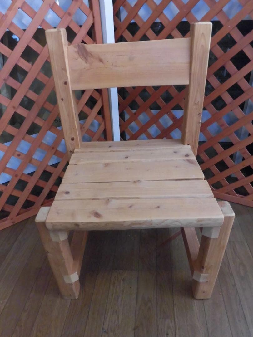 天然木無垢材ログチェア　野趣味あふれるログハウス風パーソナルチェア　ログハウス風