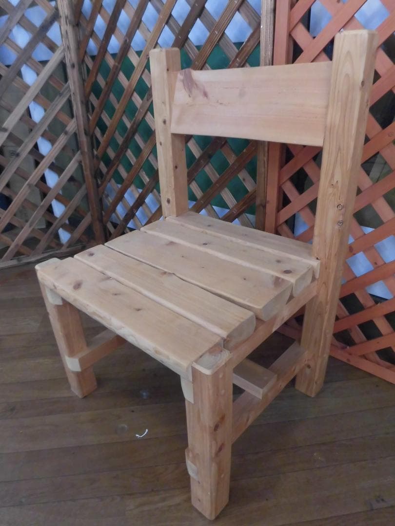 天然木無垢材ログチェア　野趣味あふれるログハウス風パーソナルチェア　ログハウス風