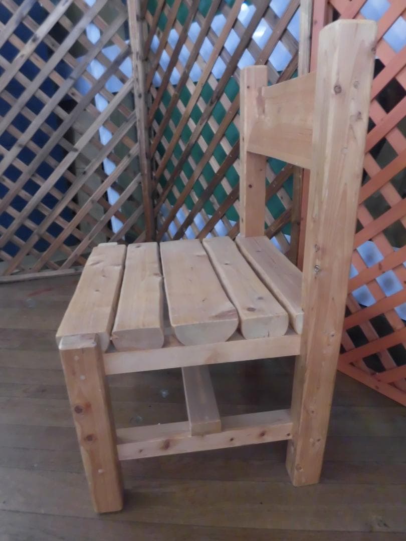 天然木無垢材ログチェア　野趣味あふれるログハウス風パーソナルチェア　ログハウス風