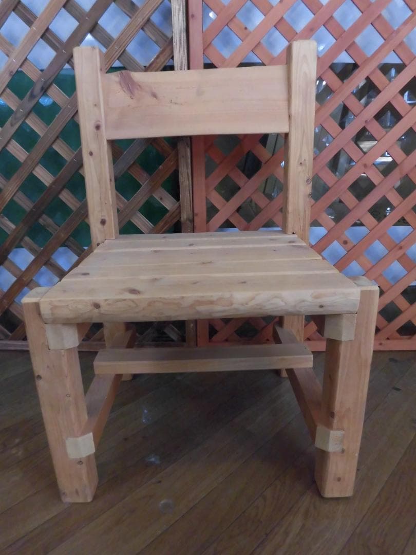 天然木無垢材ログチェア　野趣味あふれるログハウス風パーソナルチェア　ログハウス風