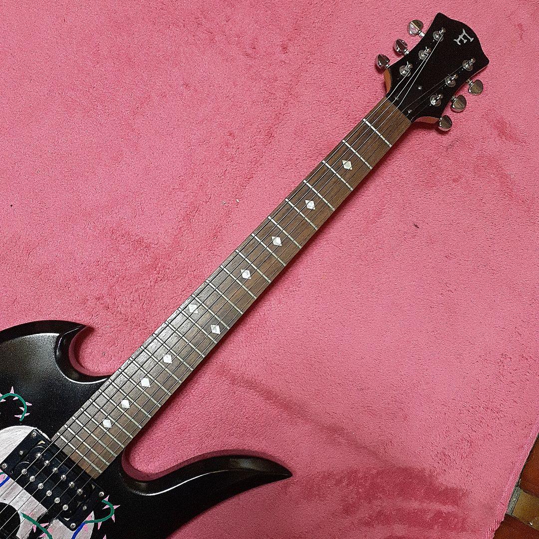 【良・美品】薔薇髑髏ペイント・hideモデル。モッキンバードエレキギター。