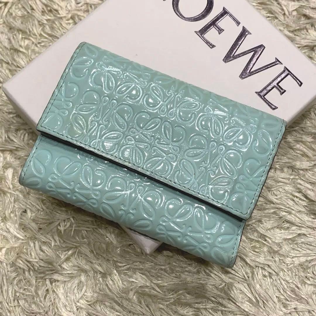 LOEWE ロエベ 三つ折り財布 リピートアナグラム バーティカル エナメル