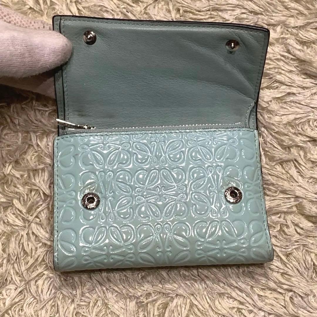 LOEWE ロエベ 三つ折り財布 リピートアナグラム バーティカル エナメル