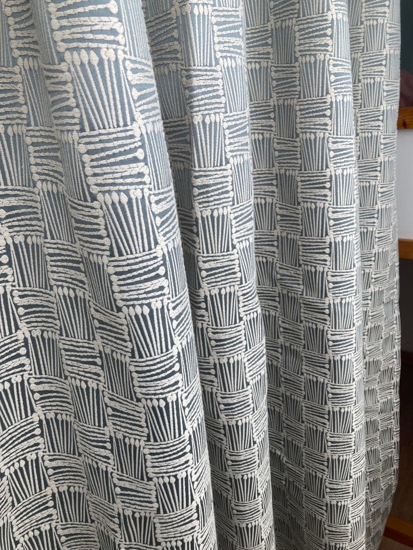 新品　モモナチュラル　ネリオ　blue grayドレープカーテン