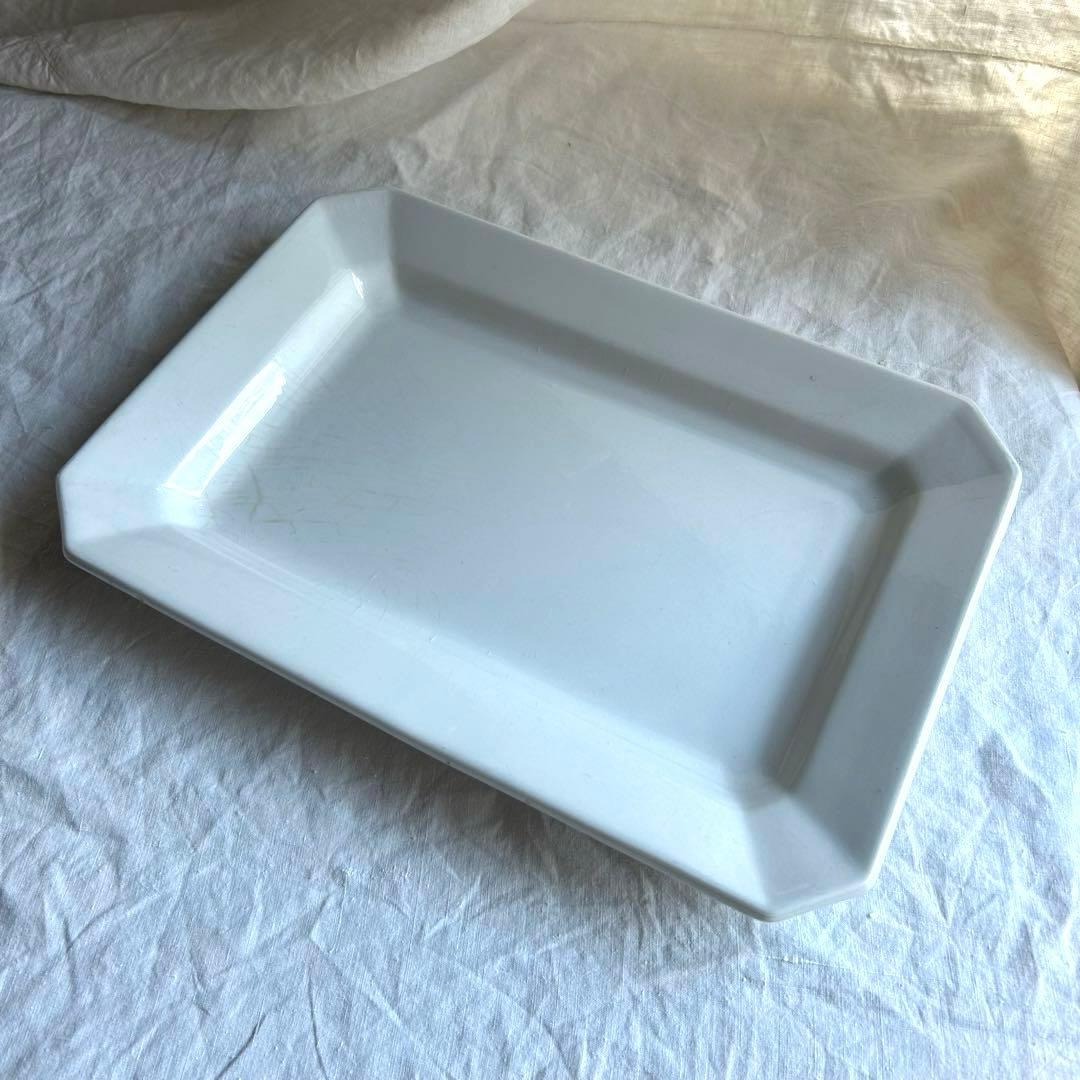フランスアンティーク　スクエア　レクタングル　隅切り皿　大皿　八角形　長方形皿