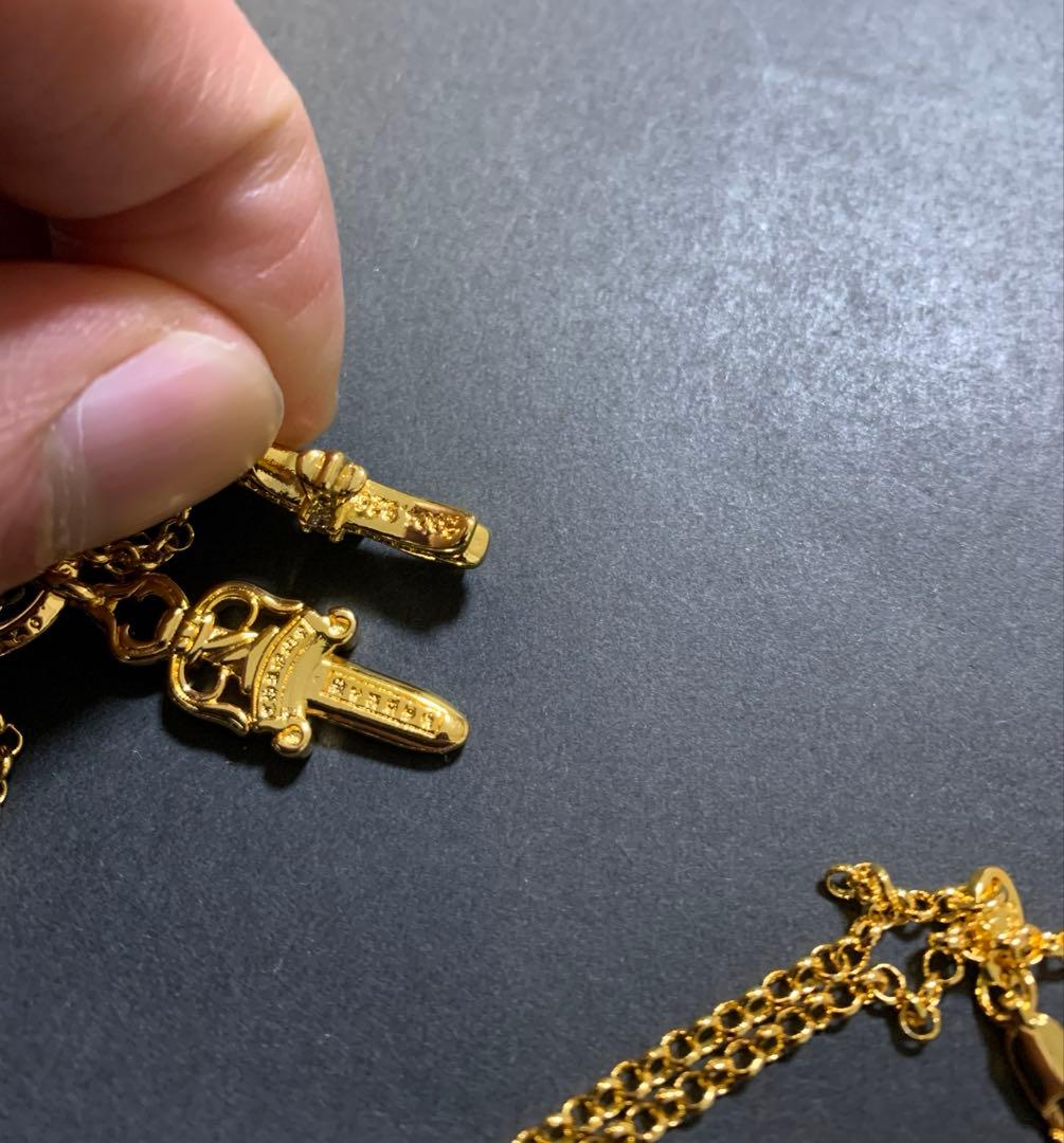 22k ベビーファット　ダガー　ダイヤ　ネックレス　50㎝