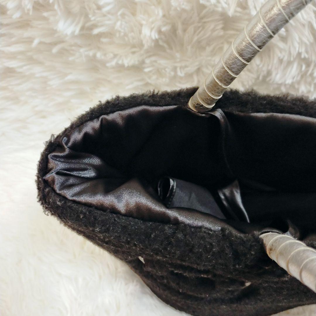 美品☆サロンドアルファード　エコファースマイルトートバッグ チャーム付 黒 希少