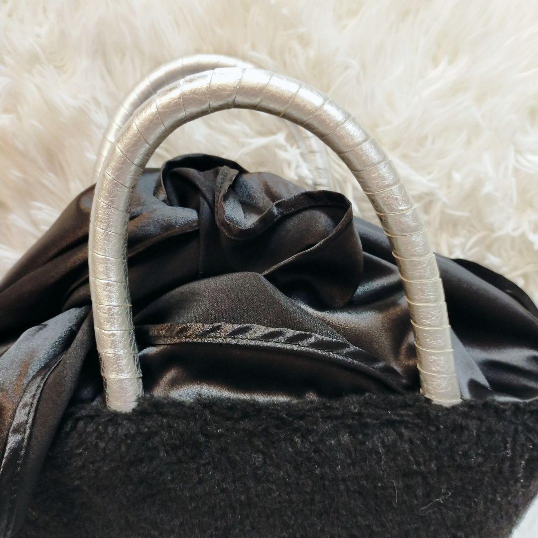 美品☆サロンドアルファード　エコファースマイルトートバッグ チャーム付 黒 希少