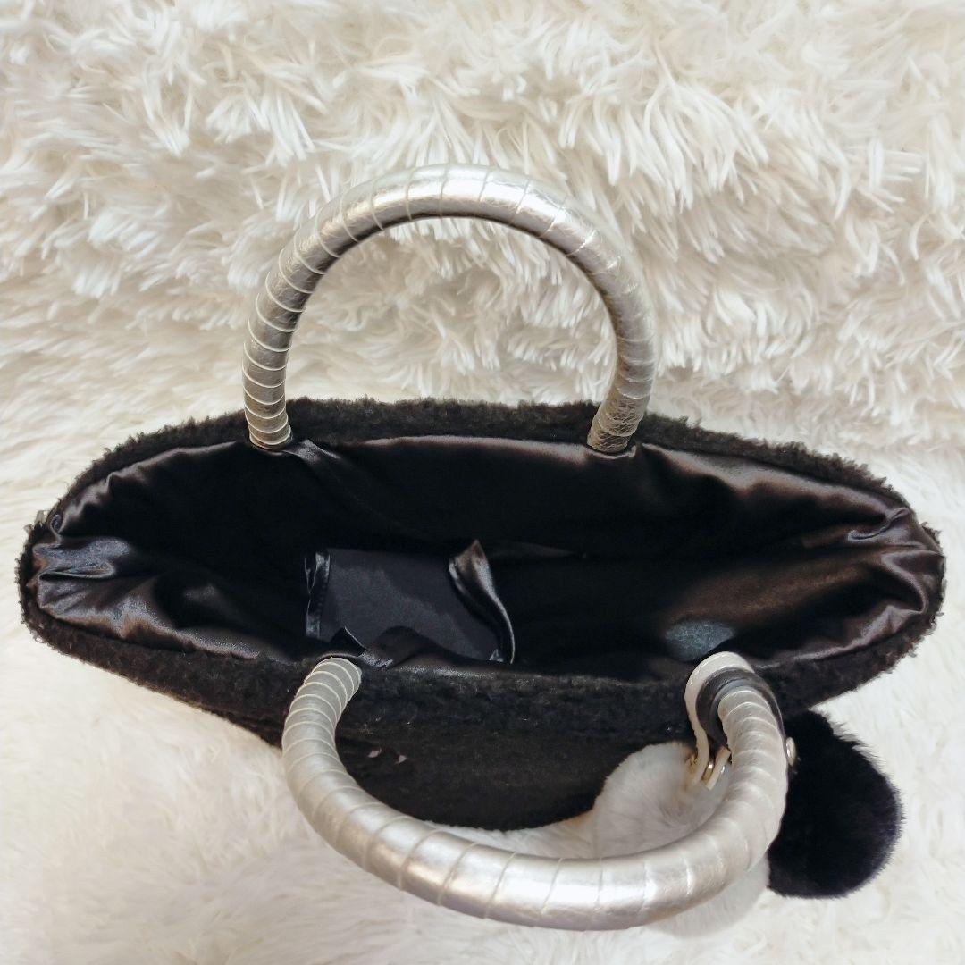 美品☆サロンドアルファード　エコファースマイルトートバッグ チャーム付 黒 希少