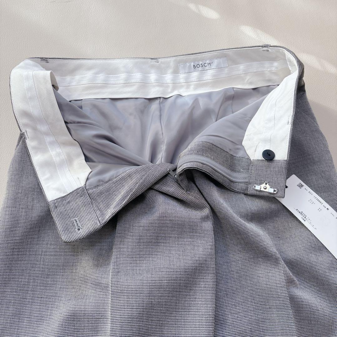 未使用✨BOSCH ボッシュ ノーカラー パンツスーツ 40 グレー チェック