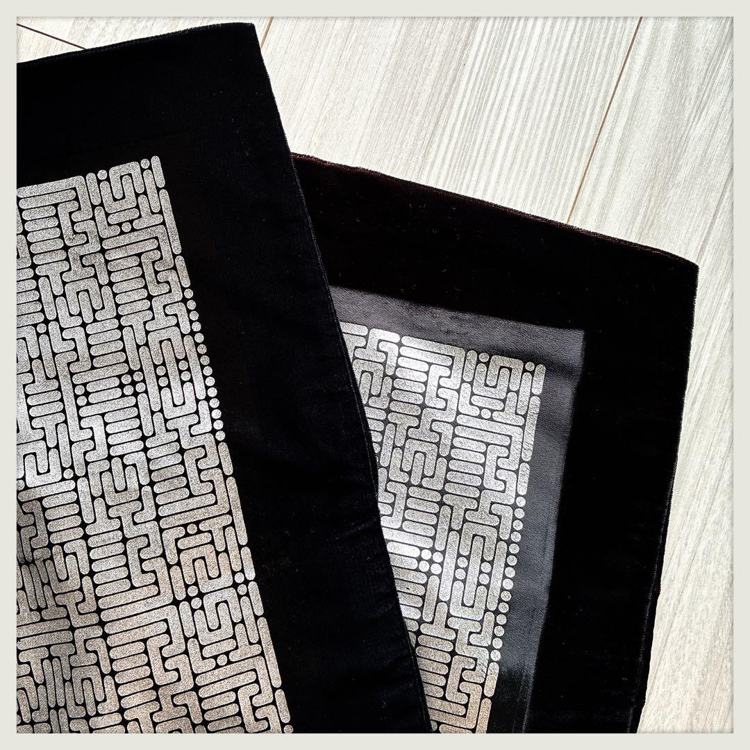 スコティッシュヴィンテージ　クッションカバー　黒+赤と黒+青2枚組セット