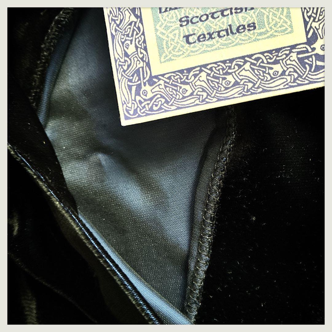 スコティッシュヴィンテージ　クッションカバー　黒+赤と黒+青2枚組セット