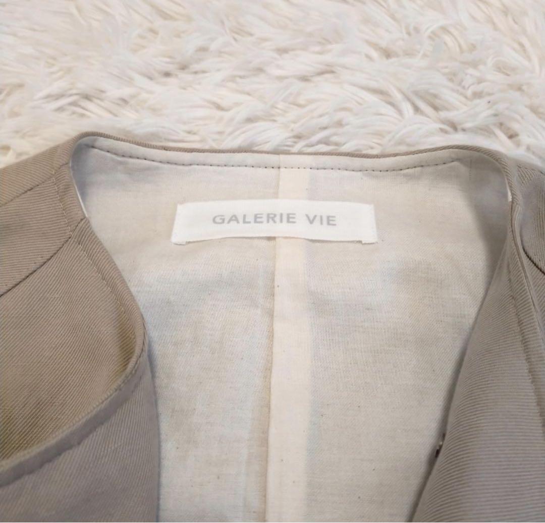 ギャルリーヴィ　コットンリネンツイル ノーカラーコート　36　ベージュ