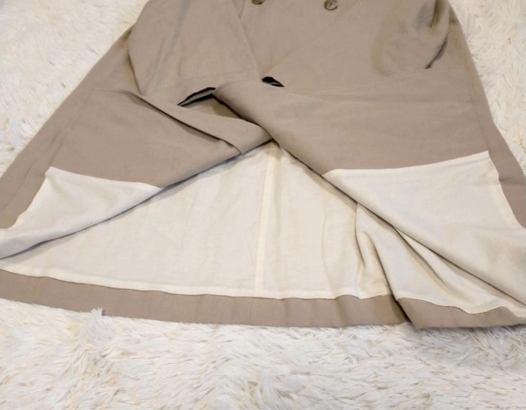 ギャルリーヴィ　コットンリネンツイル ノーカラーコート　36　ベージュ