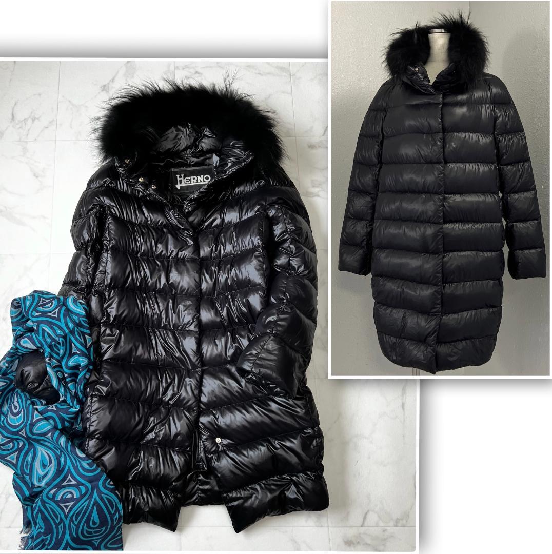 komako・ヘルノ HERNO ラクーンファー シャイニー ダウン