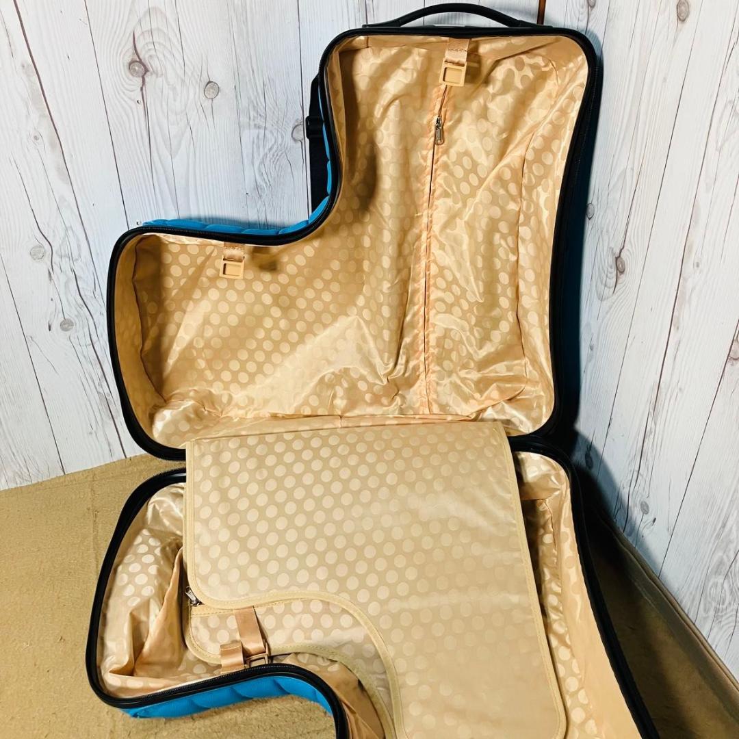 美品 noricco風 キャリーケース ブルー クッション ベルト付 バナナ型