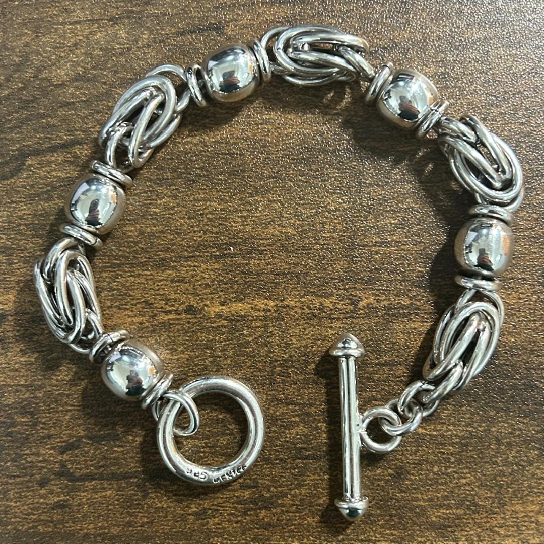 希少 メキシコ製 タスコ シルバー925 コンビチェーンブレスレット マンテル