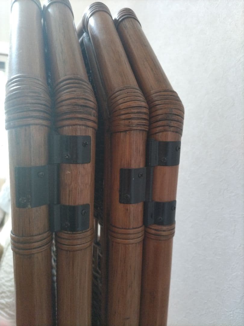 藤　ラタン　パーテション　4連　衝立　間仕切り