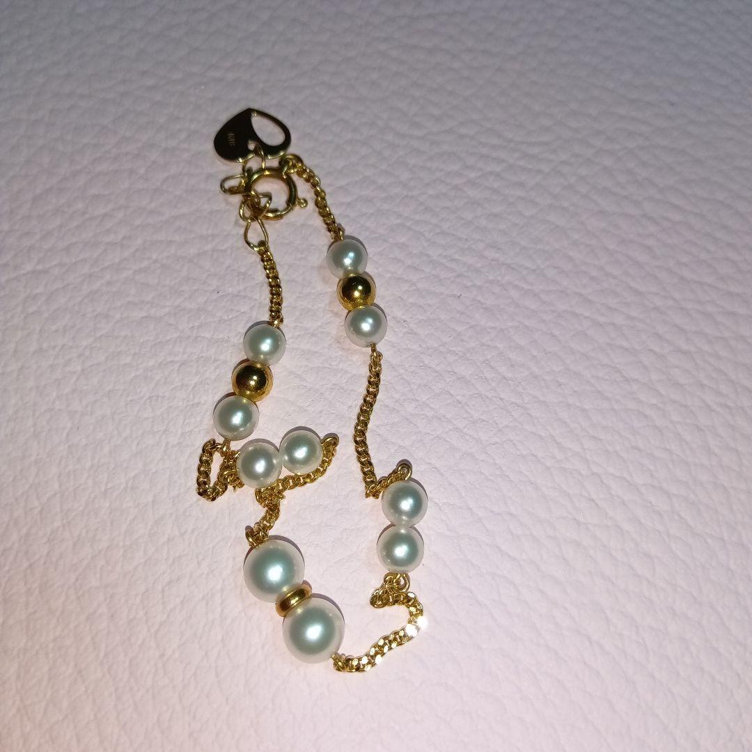 K18ベビーパールステーションブレスレット 3-5mm 18cm 3g