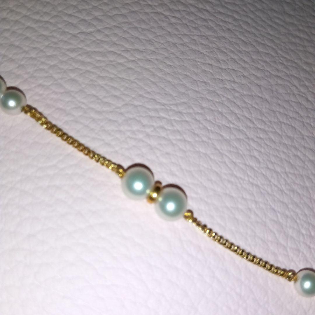 K18ベビーパールステーションブレスレット 3-5mm 18cm 3g