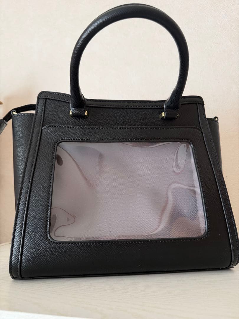 MARSLY ブラック トートバッグ 透明ポケット付き