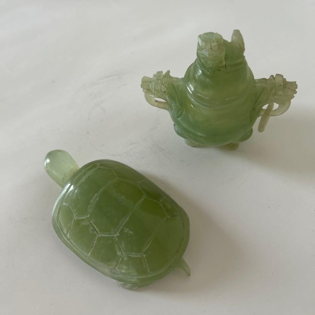 中国美術翡翠　置物2点　アンティーク