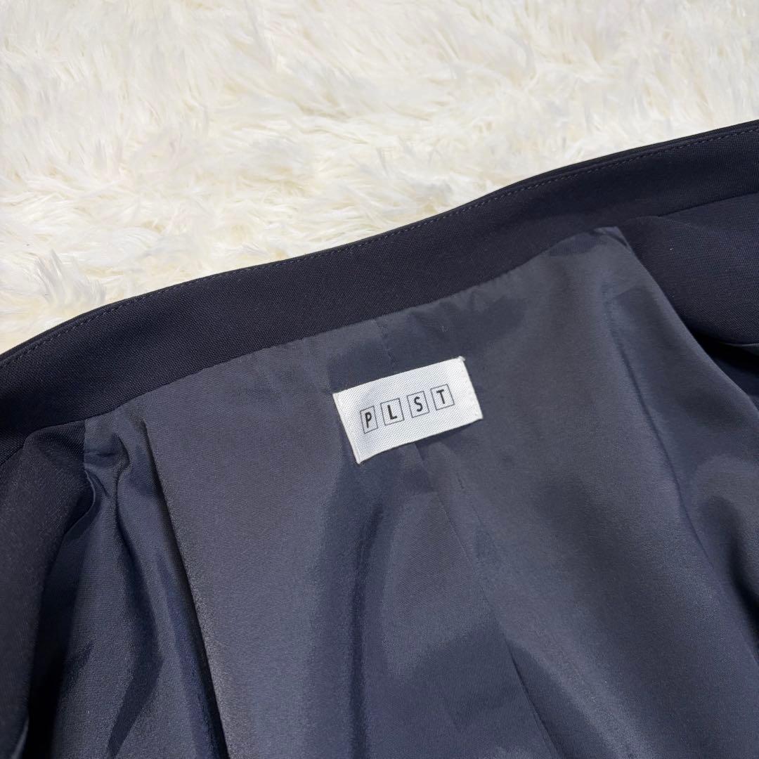 PLST セットアップ ストレッチ ノーラペル テーパード ネイビー　S