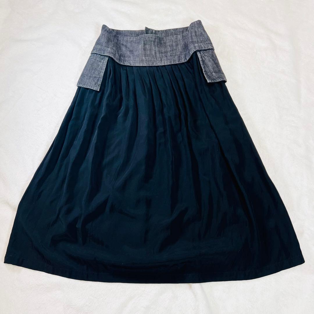 YOHJI YAMAMOTO ヨウジヤマモト　デニムコンビスカート　サイズ M