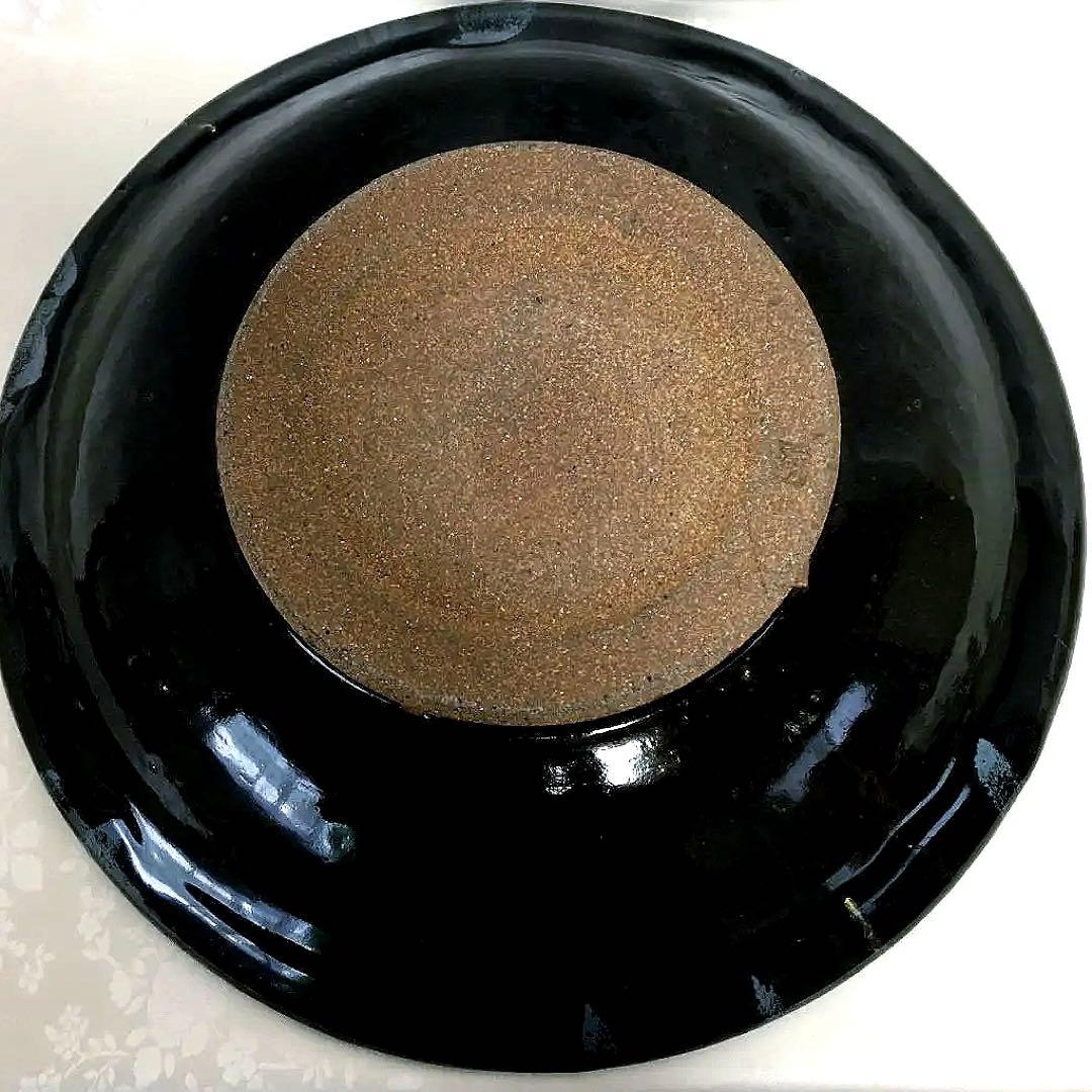 花器　有田焼　黒×金色　水盤 　華道