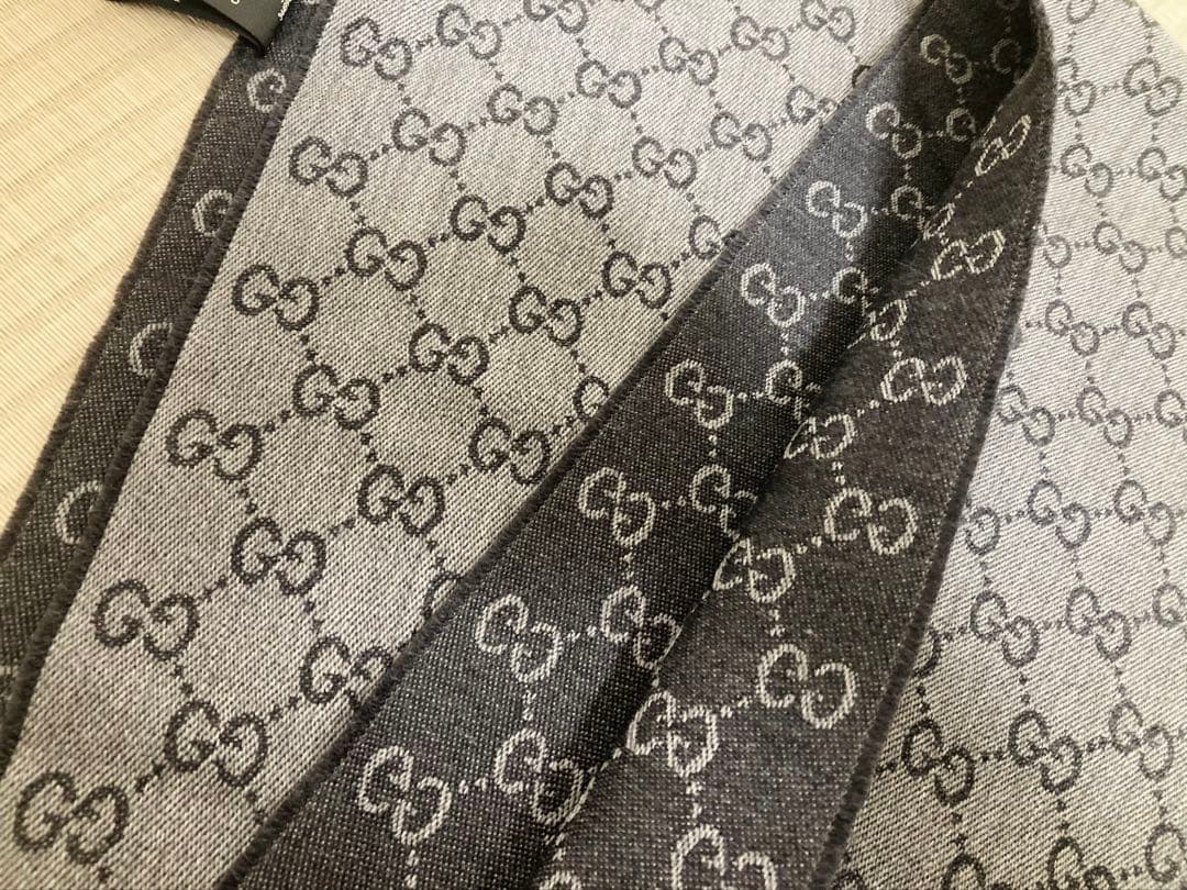【確実 正規品】Gucci GGロゴマフラー グレー