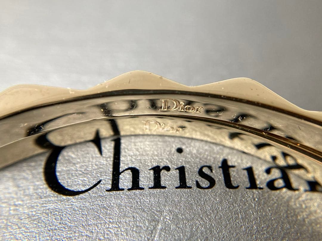 ディオール　6Pフェイクパール　ラージサイズ　フープイヤリング　イエローゴールド