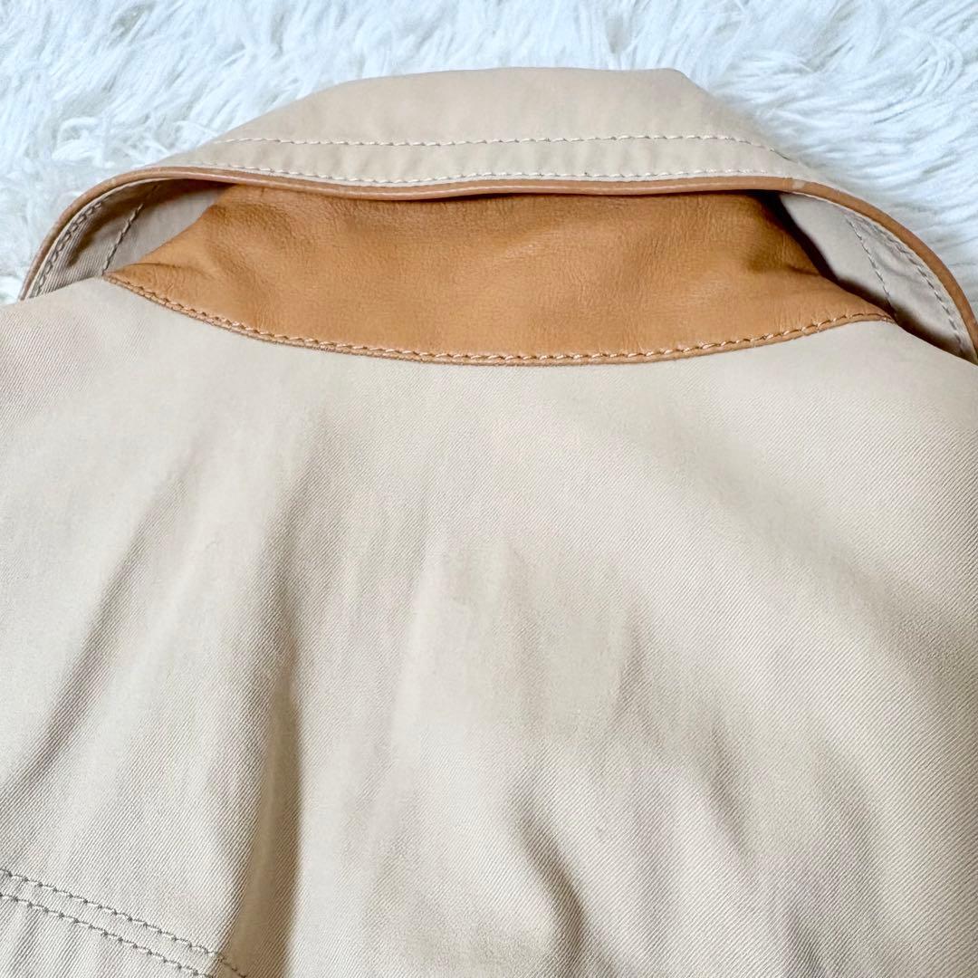 バーバリーブルーレーベル ノバチェック裏地付き トレンチコート ベージュ 牛革