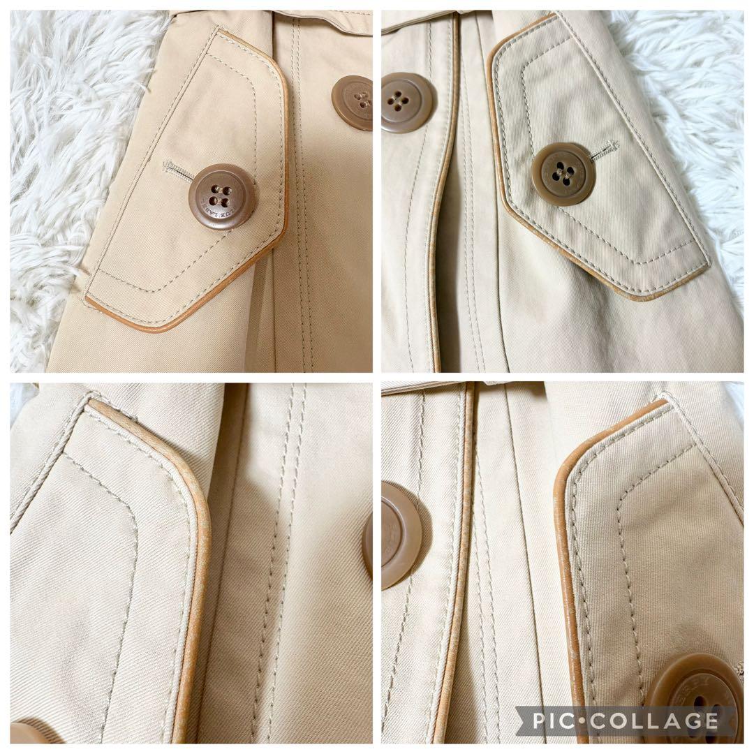 バーバリーブルーレーベル ノバチェック裏地付き トレンチコート ベージュ 牛革