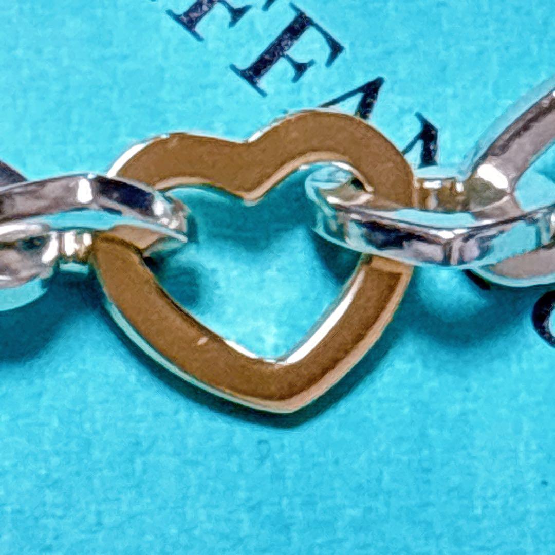 【美品】19.5cmティファニー ハートリンク コンビブレスレット925/750