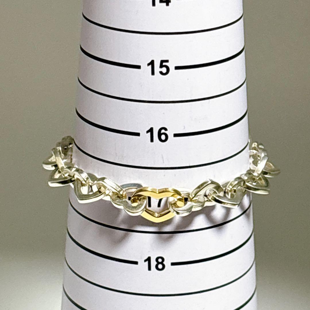 【美品】19.5cmティファニー ハートリンク コンビブレスレット925/750