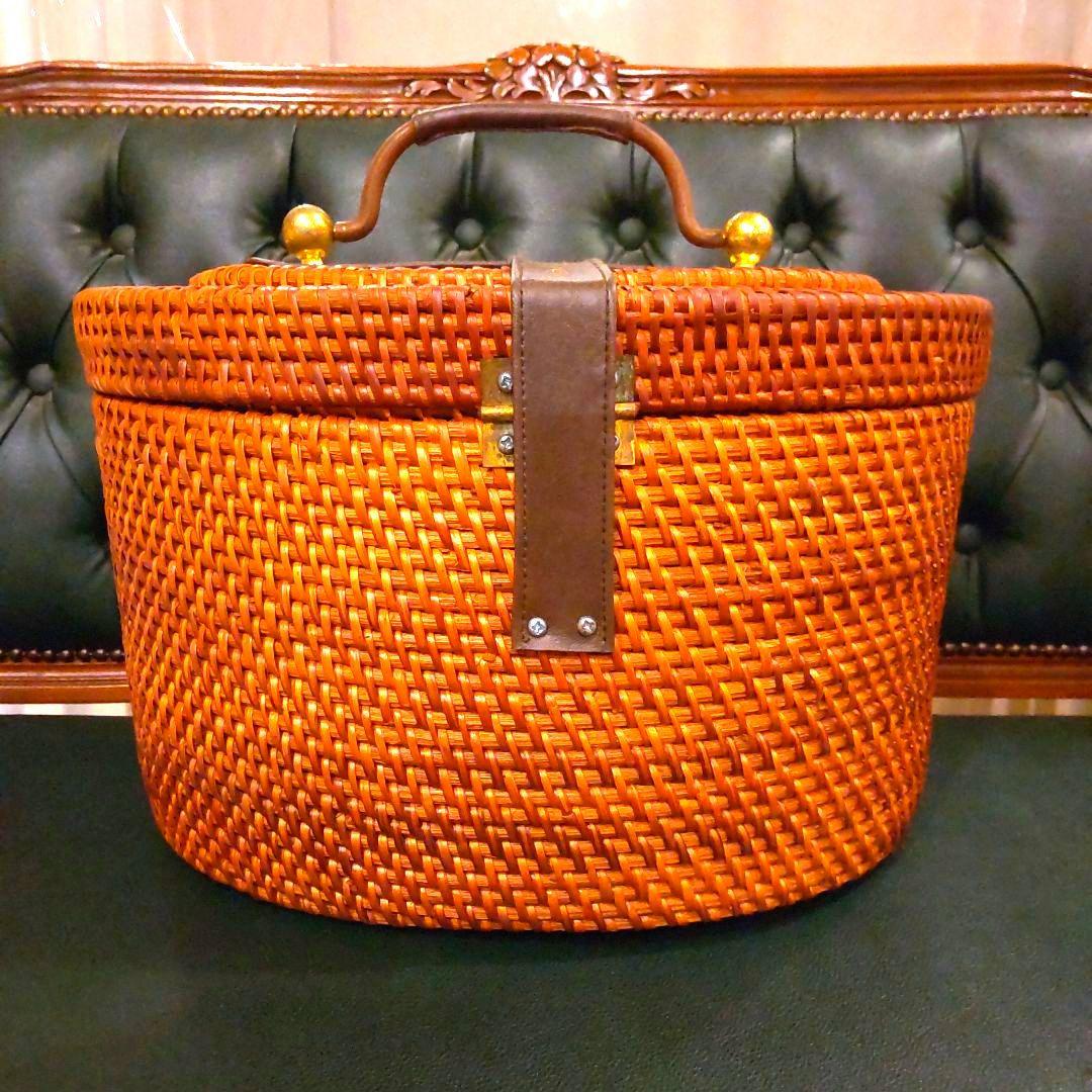 ◆新品 ブラウン バスケットウィービング ケース 茶道具 収納 インテリア 家具