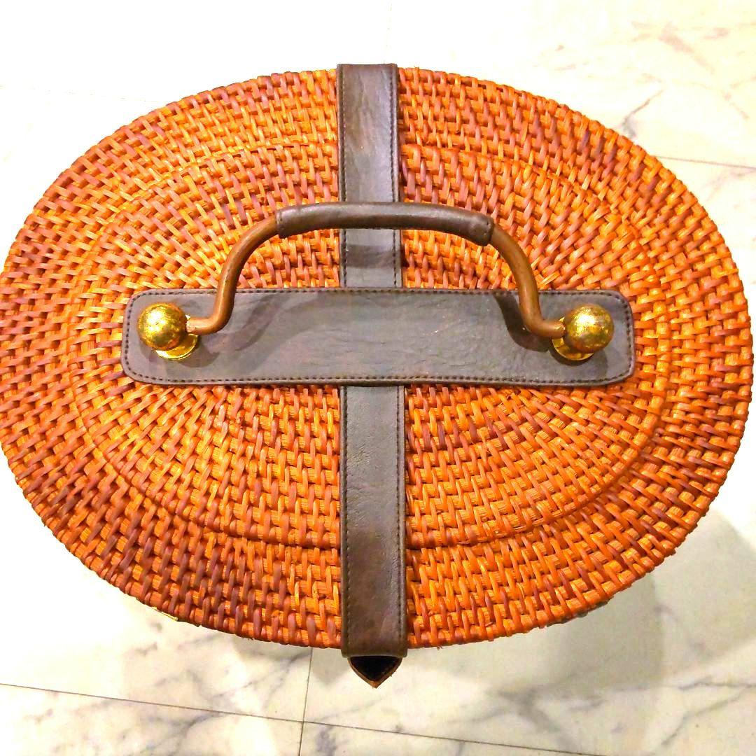 ◆新品 ブラウン バスケットウィービング ケース 茶道具 収納 インテリア 家具