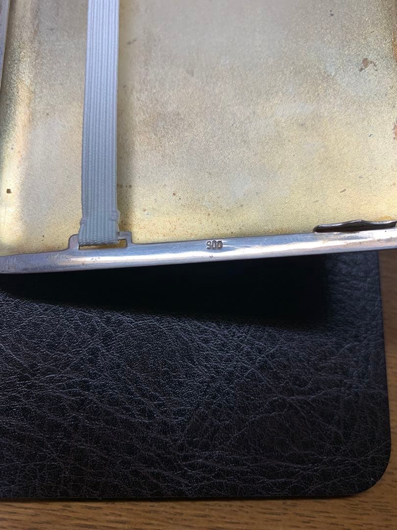 大野銀器製 純銀煙草ケース プラチナ装飾 木箱付