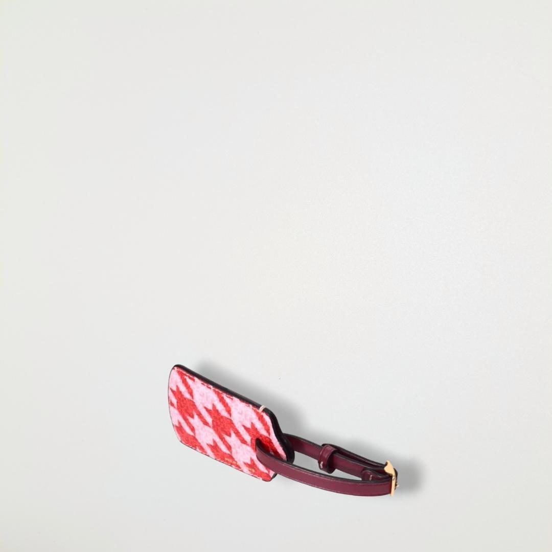 コーチ Coach ラゲッジタグ 千鳥格子柄 荷物タグ ピンク レッド