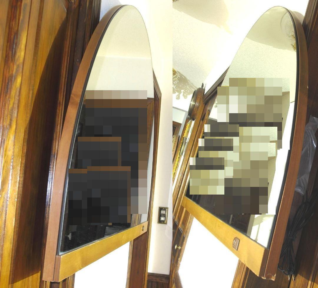 カントリー調 大型壁掛け鏡☆コンセント付きウォールミラー